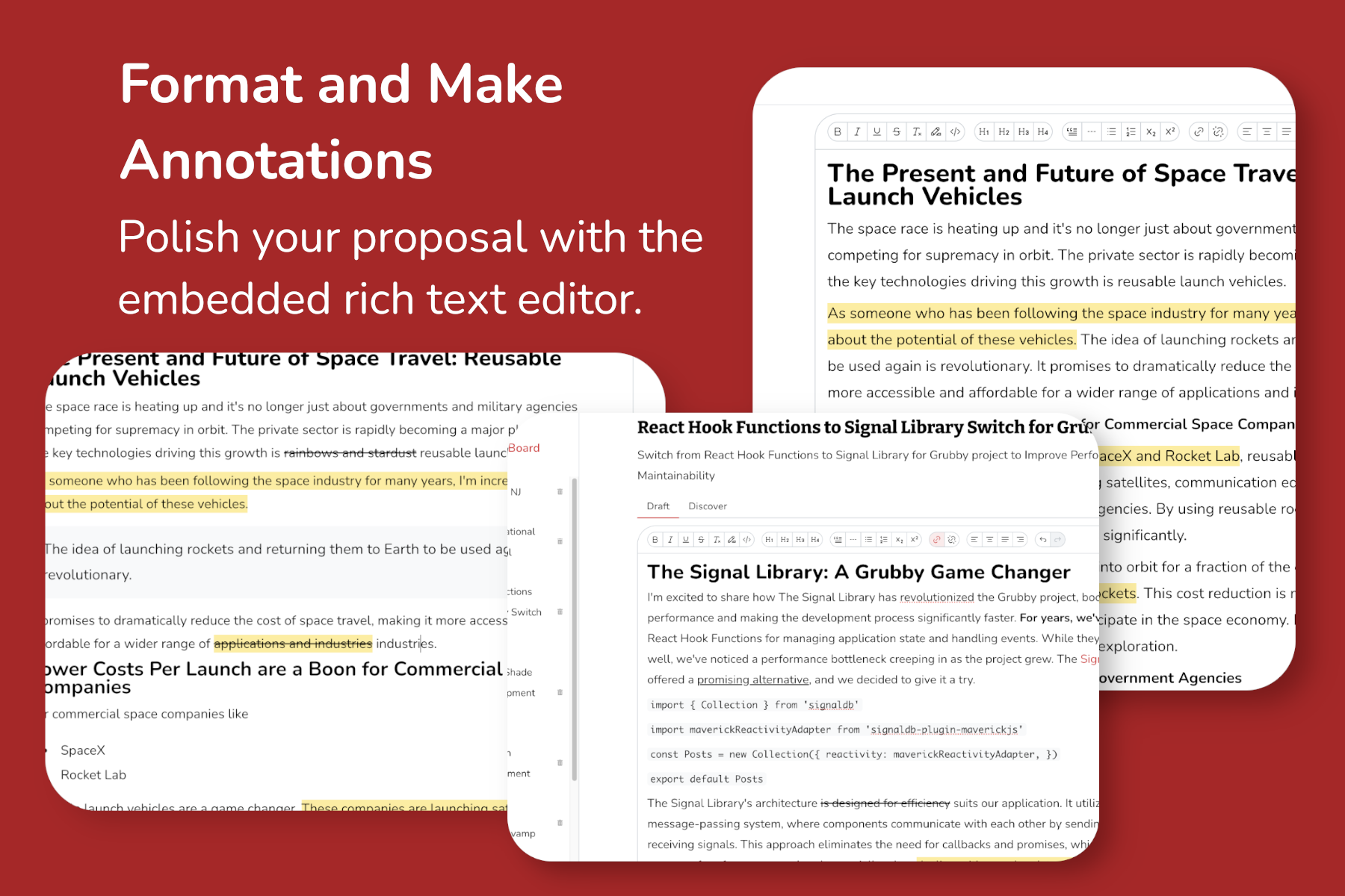 Advanced rich text editing capabilities for professional document formatting